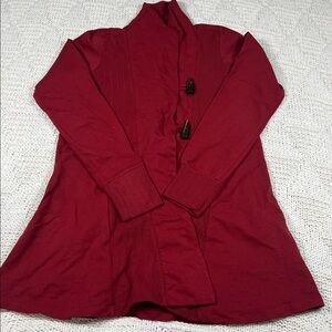 Lucky Brand Long Red Darcy Wrap Cardigan